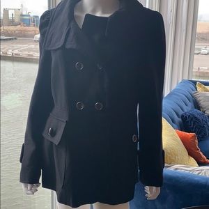 Lined wool peacoat.  Black.  Large. FW-1.